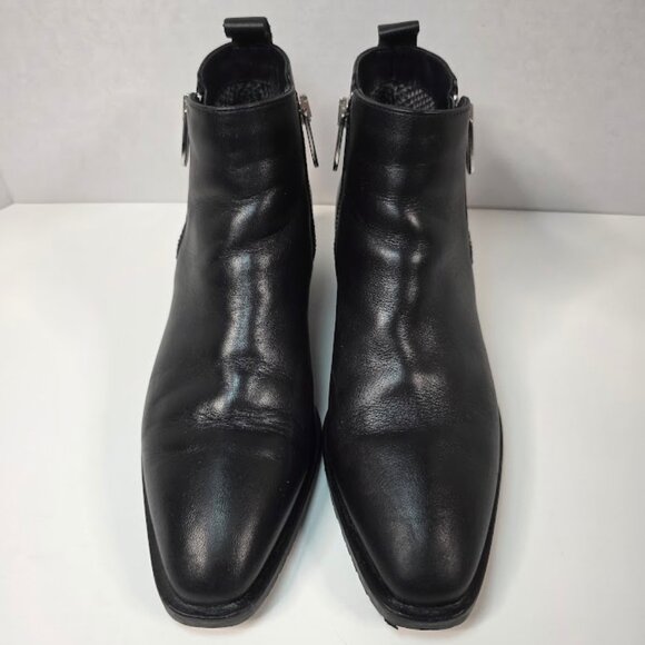 Aquatalia Fantina Weatherproof Bootie, Black Leather Ankle Boots 6.5 - Picture 2 of 12
